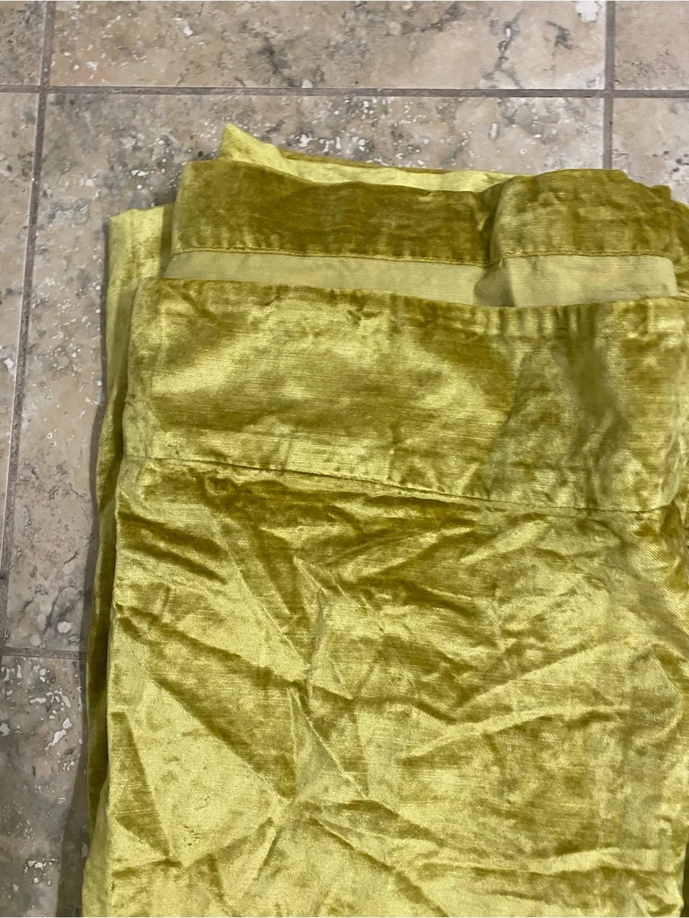 West Elm Velvet Blackout Peat Green Gold Luxurious Plush Curtain Panels  48x84
